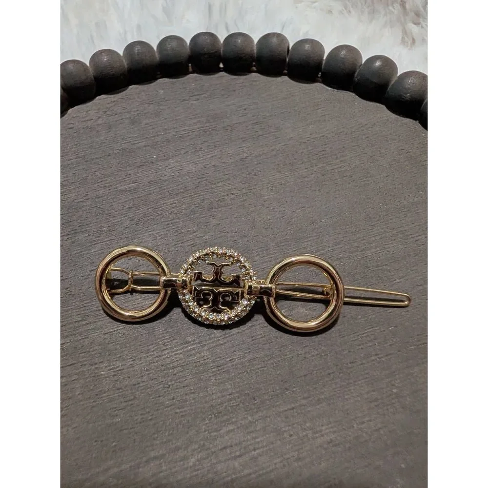 TORY BURCH Miller Pave Gold Circular Hair Barrette